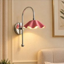Vintage Brass Scalloped Wall Sconce Mid Century Modern Reading Light Fixture picture