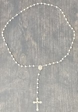 Vintage Sterling Silver Catholic Rosary Ornate Crucifix INRI picture