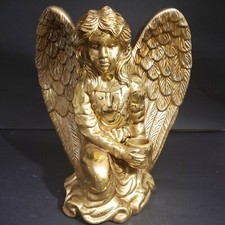 Handcrafted Silvestri Gold Foil Angel Kneeling Taper Candleholder 9 1/2