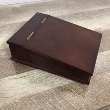 Vintage 1992 The Bombay Company Small Wood Desk Organizer Note Box 6.5