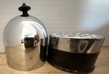 Vintage Art Deco Style Chrome Dome Cigarette Holder Dispenser Black Base picture