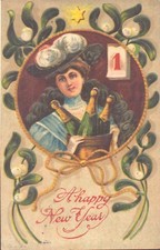Vintage Postcard Happy New Year Circa 1909 POSTCARTE Germany Embossed picture