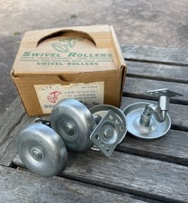 VINTAGE NOS WHITESIDE 3” CREEPER Cabinet SWIVEL ROLLERS Castor SET OF 4 picture