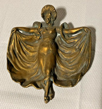 Vintage Art Nouveau/Deco Brass Ashtray French Dancer Lady Jewelry/Trinket Dish picture