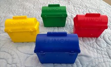 LOT 5 VTG 1970s TOPPS Chewing Gum Miniature Lunch Boxes Red Yellow Green Blue picture