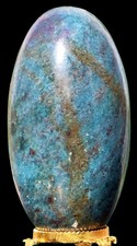 Large Blue Ruby Apatite Lingam Stone: Healing Chakra Reiki Gemstone (95MM) picture