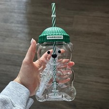 Starbucks 2025 Bearista Bear Holiday Glass Cold Cup Limited Edition Collectible picture