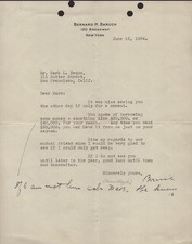 BERNARD M. BARUCH - ANNOTATED TYPED LETTER TWICE SIGNED 06/15/1934 picture