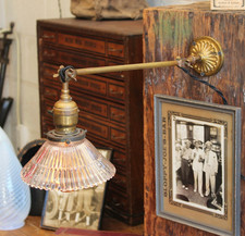 Vtg Antique Faries Era Industrial Brass Sconce Arm Lamp Light c.1920s picture