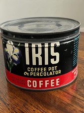 Vintage Iris Coffee Tin 1 Lb Haas Baruch Los Angeles Antique Flower Can picture