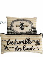Lot 2 Bumble Bee Fly Throw Pillow 9x19 11x15 Mackenzie Childs Style Bee Kind picture