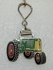Vintage Oliver 77 Farm Tractor Enamel Watch FOB Key Ring Chain Color Collectible picture