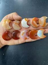 10pc Natural Red agate Quartz carved moon crystal reiki healing gift random picture