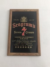Vintage Seagrams 7 Seven Crown American Whiskey Bar Mirror Sign Wood Framed picture
