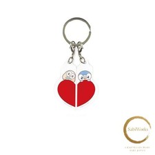New Marimo Craft Pokepiece Heart Series Double Heart Acrylic Keychain Piplup & picture