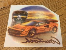 Vintage 1980s Lamborghini Countach Car Heat Transfer Iron On Original Large picture