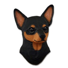 Chihuahua Head Plaque Figurine Black/Tan picture