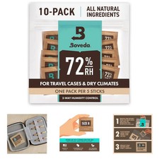 Boveda 72% RH 2-Way Humidity Control Pack 10 Count Restores and Maintains picture