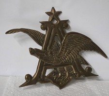 Vintage Brass Anheuser Busch Eagle A Star Emblem Wall Plaque Trivet Breweriana picture
