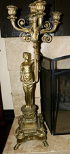 Vintage Candelabra pair Maidens Figural Ram heads base. Candelabra Candle Holder picture