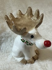 Vintage Fitz and Floyd Rudolph Red Nosed Reindeer Christmas Candle Holder Japan  picture