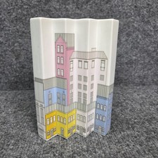Vintage 1980's Thomas Germany Geometric Skyline Houses Ceramic Rosenthal Vase picture