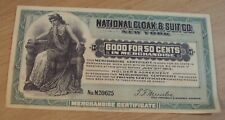 VTG 1913 '50 Cent MERCHANDISE Certificate' 