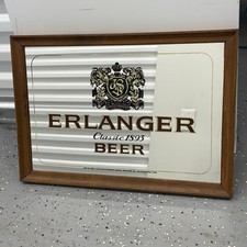 Vintage Erlanger Beer Mirror Wood Frame Classic 1893 Schlitz Brewery Bar Pub picture