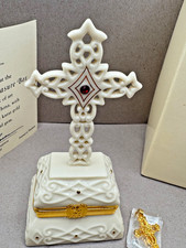Lenox Treasures Cross of Hope Treasure Box 24K Gold Ruby Crystal NOS Box COA picture
