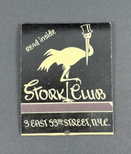 Antique Oversized Matchbook NYC Stork Club Advertising Matches Unused picture