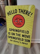 c.1964 Original Vintage Springfield Sun Newspaper Sign Metal 2 Sided Gas RARE picture