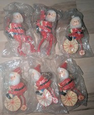 VTG 60s Christmas Ornaments Paper Mache Santa Claus Riding Reindeer & Tricycle picture
