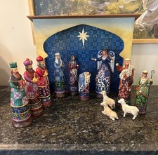 Jim Shore Heartwood Creek Away In A Manger Mini Nativity Set Star Backdrop picture