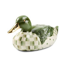 MACKENZIE CHILDS Sage Check Mallard Duck Figurine NEW picture