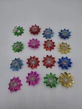 16 Vintage MCM Starburst Reflector Tin Foil Flower Christmas Light Covers picture
