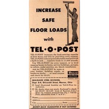 Brainard Steel Division Tel-O-Post Safe Floor Loads Warren OH 1952 Ad SAJ1-4 picture