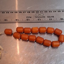 Vintage 14 Bakelite Amber Rosary Prayer Beads Misbaha Barrel Cut 31.6g picture