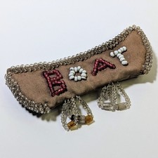 Antique Victorian Iroquois Niagara Beaded Whimsy Pincushion Purse Boat Fast 4