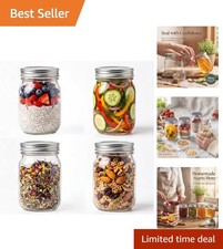 Versatile 16oz Clear Mason Jars – 4 Pack for Food Storage & DIY Projects picture