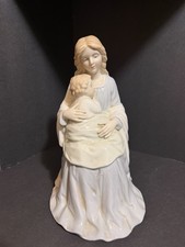 Vintage Porcelain Mother & Child Figurine 8809 Blue Mark Ivory Collectible picture