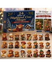 Highland Bull Christmas Countdown Calendar 2D Acrylic Ornament Scottish Cow Pend picture