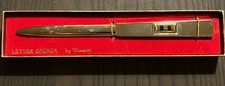 Mascot Brass Tone Letter Opener Initial H Monogram Original Box Vintage picture