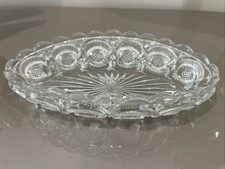 Antique Bryce Higbee Serving Dish New Crescent (OMN) Diamond Point 1898 UV Glow picture