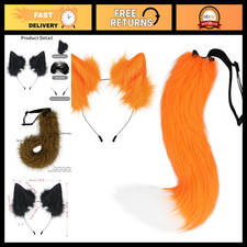 HAOAN Faux Fur Cat Fox Wolf Furry Tail and Ears Headband for Halloween Party Cos picture