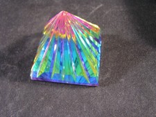 Pyramid Shaped Crystal Paperweight  Very small  Not marked - Less than 2