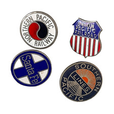 Union Southern Lines Northern Pacific Santa Fe 4 Vintage Railroad Pins Train picture