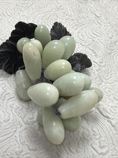 Vtg 1950's Grape Cluster Hand Carved & Polished Chinese Jade ~7”(Stone Fruit) picture
