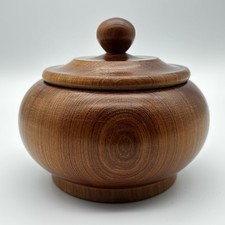Vintage Turned 5” Wood Multi-purpose Bowl With Lid MCM Utinsel Opening picture
