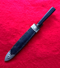 Rare Antique American Civil War Era Dagger with Ebony Handle & Leather Scabbard picture