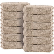 Wealuxe Taupe Hand Towels 16x27 Inch - 12 Pack, Soft 100% Ring-Spun Cotton picture